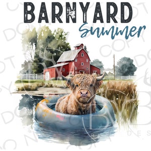 Barnyard Summer PNG | Digital Download | Farm Sublimation | Cow Sublimation PNG | Highland Cow Sublimation PNG | Highland Cow png | Barn png