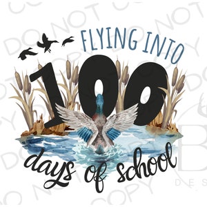 Fliegen in 100 Schultage PNG | Digitaler Download | Entenjagd Sublimation PNG | 100 Tage Schule Sublimation PNG | Entenjäger Png