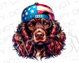 4th of July Boykin PNG | Digital Download | Hunting Dog Sublimation PNG | 4th of July Hunting Dog Sublimation png | Fourth of July  Dogpng