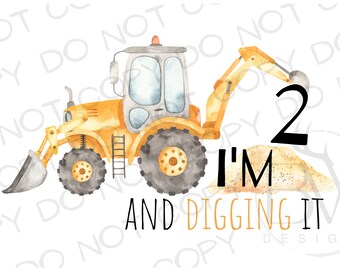 Construction Birthday Sublimation PNG | Construction Sublimation PNG | Excavator Sublimation png | Construction Truck Sublimation PNG