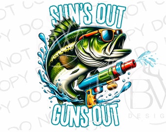 Summer Bass PNG | Digital Download | Bass Fishing Sublimation PNG | Bass Sublimation png | Summer Sublimation png | Fishing Sublimation png