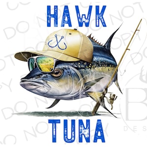 Atún Halcón PNG / Descarga digital / Sublimación de atún aleta amarilla PNG / Sublimación de pesca PNG / Sublimación de pesca en agua salada png
