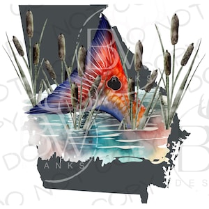 Georgia Sublimation PNG | Digital Download | Fishing Sublimation PNG | Saltwater Fishing PNG | Saltwater Sublimation png | Redfish png