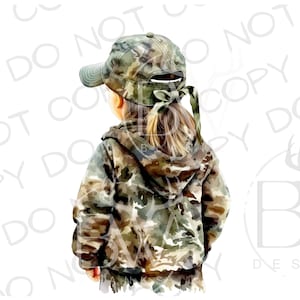 Chasseur de petite fille PNG | Téléchargement numérique | Chasseur d'aquarelle PNG | Camo Chasse Sublimation PNG | Chasse Sublimation png | Papa chasseur png
