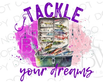 Pak je dromen aan PNG | Digitale download | Vissen sublimatie PNG | Zeebaarsvissen PNG | Bass Fishing Sublimatie png | Tacklebox png