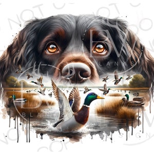 Boykin Spaniel Perro de caza PNG / Descarga digital / Sublimación de caza de patos PNG / Sublimación de perros de caza png / Sublimación de cazador de patos png