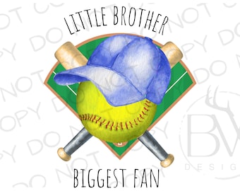 Little Brother Biggest Fan PNG | Digital Download | Softball Sublimation PNG | Sports Sublimation | Little Brother png | Softball png