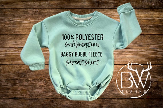 100% Polyester BAGGY BUBBLE ROMPER Fleece SweatShirt | Baby Rompers | Long-sleeve Bubbles | Sweatshirt Oversized Bubbles | Kids Blanks dtf