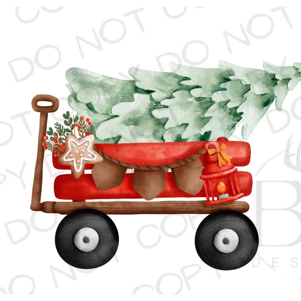 Christmas Wagon PNG | Digital Download | Wagon Sublimation PNG | Red Wagon Sublimation PNG | Christmas Sublimation | Sublimation designs