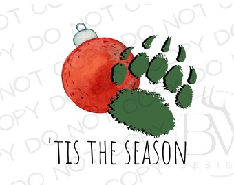 Pata de oso de Navidad PNG / Descarga digital / Oso de Navidad PNG / Sublimación de oso PNG / Sublimación de Navidad / Diseños de sublimación