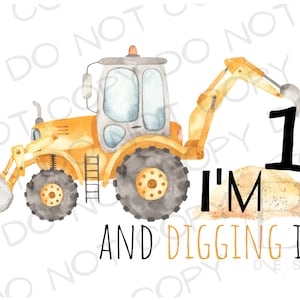 Construction Birthday Sublimation PNG | Construction Sublimation PNG | Excavator Sublimation png | Construction Truck Sublimation PNG
