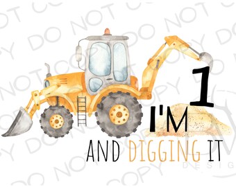 Construction Birthday Sublimation PNG | Construction Sublimation PNG | Excavator Sublimation png | Construction Truck Sublimation PNG
