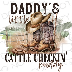 Papa's kleine vee Checkin' Buddy PNG | Digitale download | Cowboy-sublimatie PNG | Boerderijsublimatie png | Rancher-sublimatie png