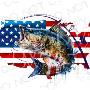 American Bass Fishing PNG | Digital Download | Large Mouth Bass Sublimation PNG | Fishing Sublimation PNG | Bass Fishing png | Fisherman png