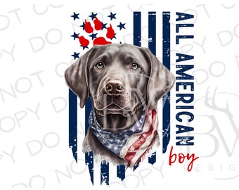 American Silver Labrador Retriever PNG | Duck Hunting Sublimation PNG | Labrador Sublimation PNG | Fourth of July png | Hunting Dog png