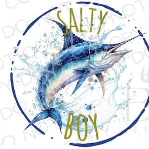 Salty Boy PNG | Digital Download | Fishing Sublimation PNG | Saltwater Fishing PNG | Blue Marlin Sublimation png | Saltwater Fisherman png
