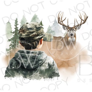 Kleine jongen Hunter PNG | Digitale download | Aquarel Hunter PNG | Camo jacht sublimatie PNG | Jachtsublimatie png | Hertenjager png