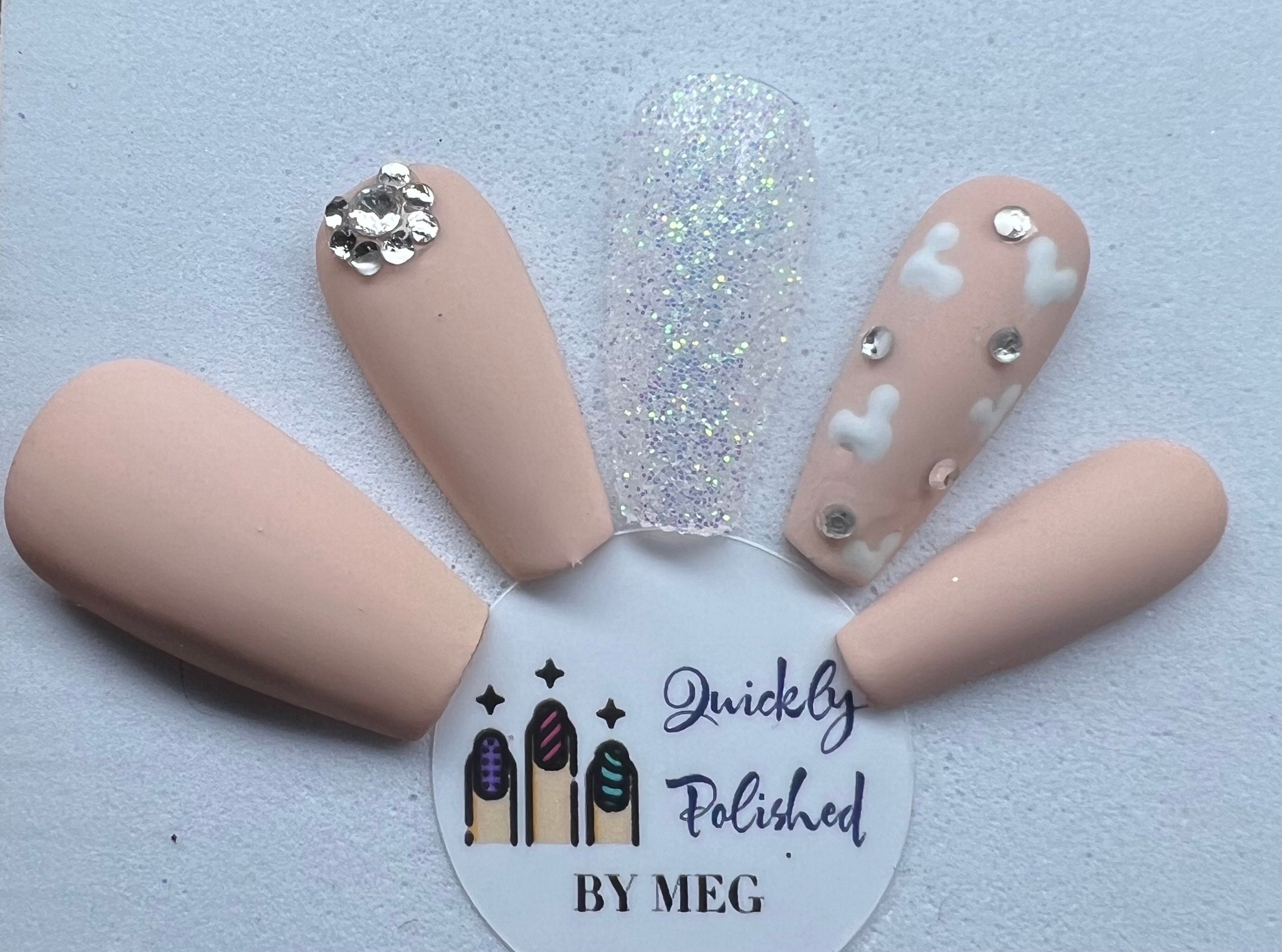 Press On Honey Cuticle Bling Nails - Medium Coffin | The Nailest