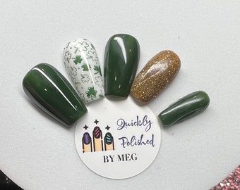 St. Paddy’s Nails | St. Patrick’s Day| Shamrock Nails| Reusable press-on nails. | Fake Nails| High Quality Materials