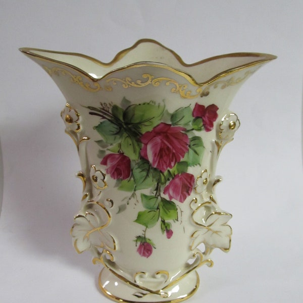 Vintage 1960s Eton Bone China Vase Hand-painted with Gold Rim