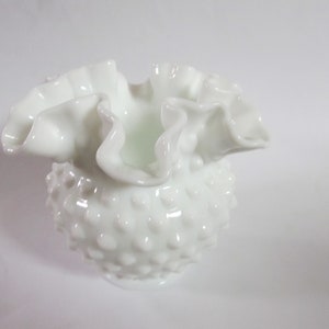 Vintage Fenton Ruffled Top Milk Glass Vase