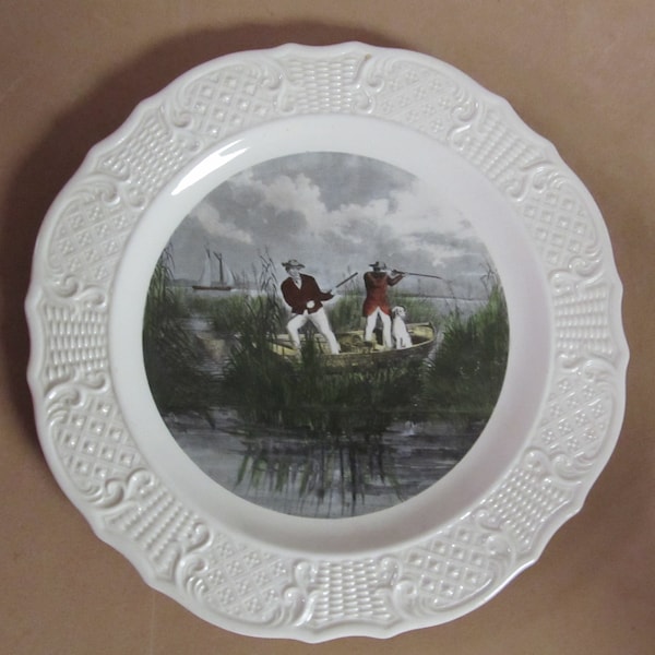 Vintage Sun Glo Studios Currier & Ives Americana Series 10" Diameter Collector Plate Rail Shooting