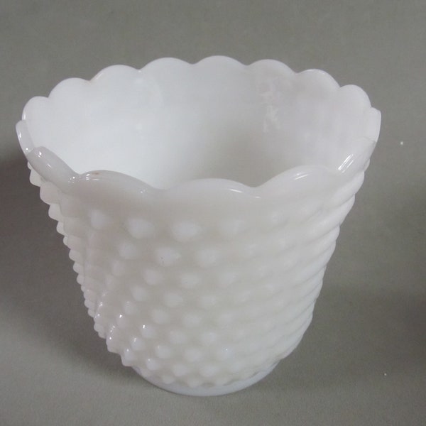 Vintage Fire King Oven Ware Hobnail Milk Glass Scalloped Top Vase