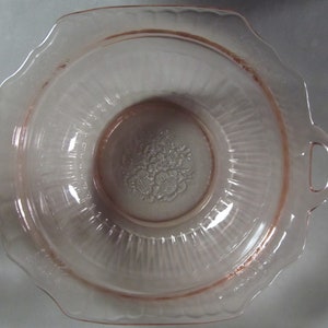 Vintage Hocking Mayfair Pattern Pink Depression Glass Large Serving Bowl with Open Handles