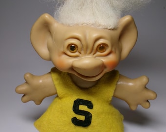 Poupée Troll Original Suomi Finlandais – Années 60 – Cheveux Roux Mèche Noire