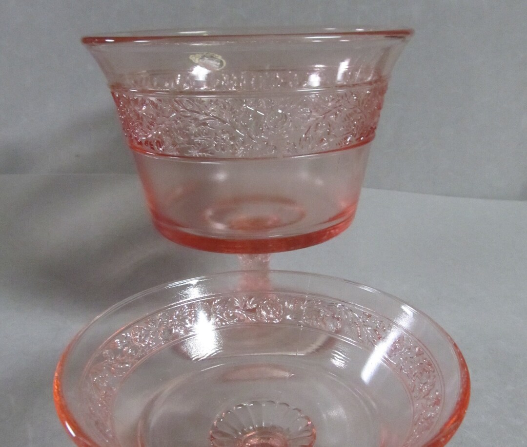VTG Fenton Glass Large Compote Bowl & Stemmed Dessert Dish Colonial