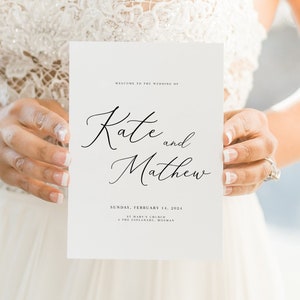 Wedding program template, order of service wedding, Order of the Day Wedding, Calligraphy Wedding Order of Service Booklet, catholic program
