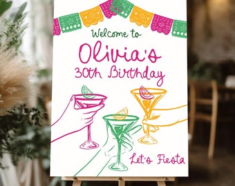 Tequila Margarita 30TH Welcome Sign Birthday sign, 30th birthday Welcome sign, 21st Birthday decor, fiesta 30th birthday Let's fiesta sign