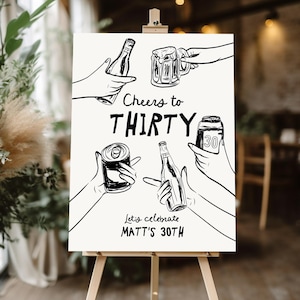 30th Birthday welcome sign Template, Male 30th birthday sign, Cheers to 30 Years welcome sign, Beer Thirty welcome poster template Beer 30th