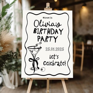 30th Welcome Sign Martini Birthday sign, Editable whimsical birthday Welcome sign, 30th Birthday welcome sign decor, cheers to thirty, dirty