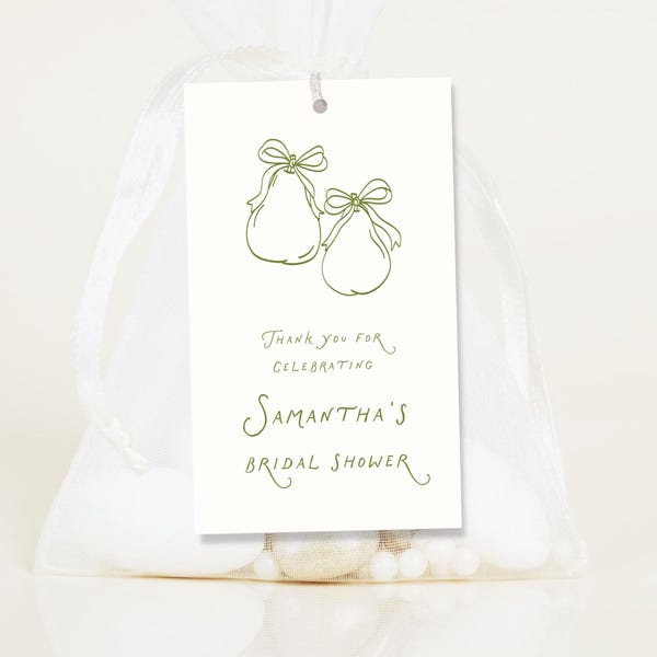 Pear Bridal Shower Thank You Tag Template, Editable Favor Tag, Printable Bridal Shower Label, Perfect Pair Wedding Favor gift tag pear theme