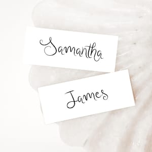 Handwritten Place Cards Template, Whimsical Place Card, Black Place Card, Wedding Editable Table Name Card Rehearsal dinner place card