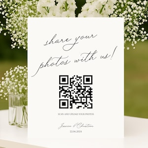 Capture the Love QR code Sign, Modern Wedding Reception Table Sign, Editable QR Code Photo Upload Sign, Wedding QR Code, Share the Love