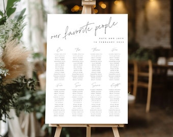 Editable Elegant Seating Chart Template, Modern Wedding Seating Chart Template, Our Favorite People Printable Seating Chart