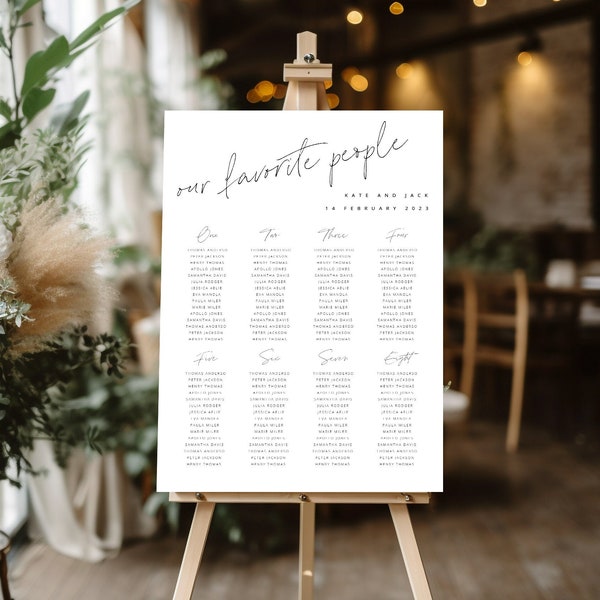 Editable Elegant Seating Chart Template, Modern Wedding Seating Chart Template, Our Favorite People Printable Seating Chart