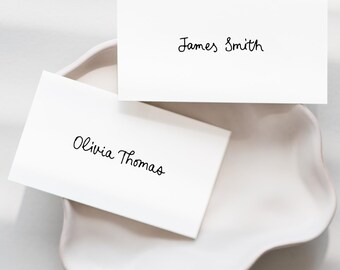 Whimsical Wedding Place Cards Template, Black White Editable Table Name Card (Digital Download)