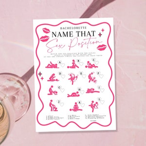 Bachelorette Party X Rated Guess the Sex Position Game, Name that Sex Position Bachelorette Game, Adult only printable, Hen Party Activity
