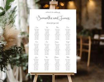 Whimsical Wedding Seating Plan Template, Hand drawn Seating Chart Printable, Fun whimsical French inspired seating sign Editable download