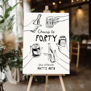 40th Birthday welcome sign Template, Male 40th birthday sign, Cheers to 40 Years welcome sign, Beer Forty welcome poster template Beer 40th