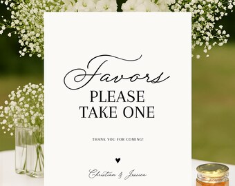 Bridal Shower Favors Sign Template, Minimalist Wedding Thank You Sign, Editable Wedding Favor Sign, Wedding Thank You Sign Instant Download