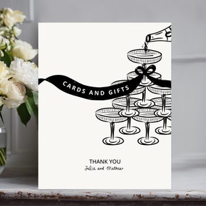 Cards and Gifts Sign Printable, Whimsical Gift Table Sign, wine tower Cards and Gifts Sign bridal Template, Wedding gifts sign