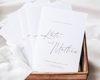 Minimalist Wedding Program Template, Modern Order of Service, Catholic Ceremony, INSTANT DOWNLOAD, 100% Editable Church Booklet - add pages