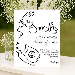 Audio Guest Book Template, whimsical Wedding Reception Table Sign, Phone Message guest Sign, Wedding audio guestbook sign, Pick Up The Phone