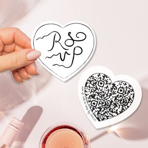 Whimsical Details Card, Heart RSVP QR Invitation Insert, Enclosure Card, Heart QR code Wedding Card, Accommodation, Fun retro details card