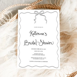 Bow Bridal Shower Invitation, Quirky Knot Bridal Shower Invitation, Illustrated Bridal Invite, Whimsical party invite Bridal Shower Invite
