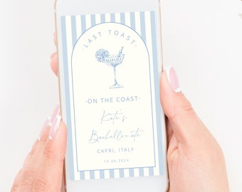Coastal Last Toast On The Coast, 30A Bachelorette Invitation and Itinerary Template, Beach Bachelorette Party Invite, Printable Itinerary